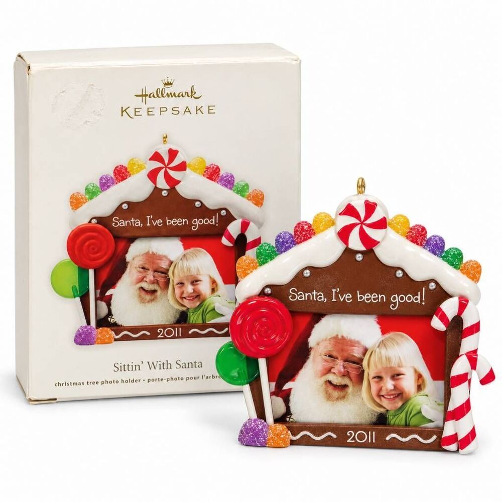 2011 Hallmark Keepsake Ornament "Sittin' With Santa" Photo Holder Frame – Ginger
